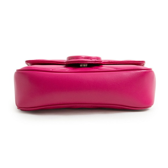 Gucci GG Marmont Chain Belt Waist Bag 2way Crossbody Chevron Pink - Picture 8 of 12